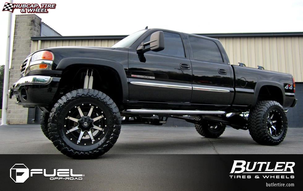 vehicle gallery/gmc sierra 2500 fuel maverick d261 22X14  Black & Machined wheels and rims